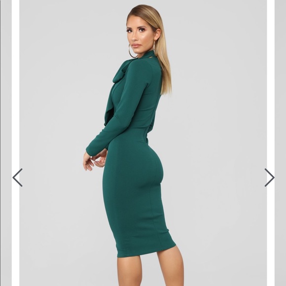 Fashion Nova Just The Way I Am midi Dress - Hunter - Picture 3 of 10